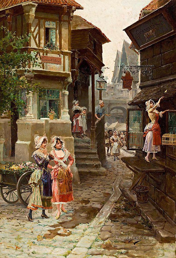 ストリートの女性たち マリアノ・アロンソ・ペレス・ロココ油絵